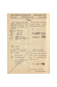 Bonnen en Distributiestamkaarten Dordrecht tweede wereldoorlog.