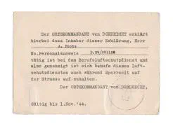 Vorläufiger Ruckstellungsschein en bijlage van de instructie voor het personeel van de luchtbeschermingsdienst