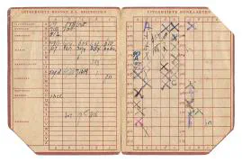 Distributiestamkaart 2e model Mevr. Teuna Johanna Groeneveld uit Dordrecht.