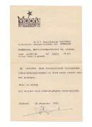 Het werkgeversbewijs van Johannes Romijnsen. Van 15 mei 1933 tot en met 18 december 1937 was hij werkzaam bij de Victoria Koekjesfabriek. Na zijn militaire dienstplicht keerde hij hier terug als werknemer.