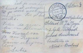 Veldpostkaart - Sliedrecht - gebied territoriaal bevelhebber in Noord-Brabant - 7 april 1939