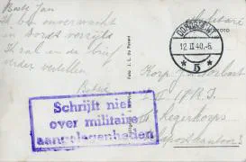Veldpostkaart - Dordrecht, hoogwater Wolwevers haven - 12 februari 1940