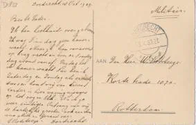Veldpostkaart - Dordrecht Krispijnschweg - 18 oktober 1939