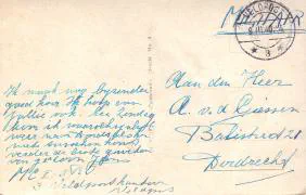 Veldpostkaart naar Dordrecht - 8 maart 1940