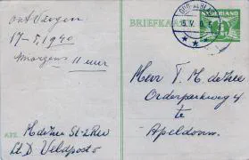 Veldpostkaarten Sergeant M. de Zee - mei 1940